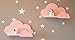 Lot de 2 étagères murales Happy Woody Nuage pour chambre d'enfant / étagère flottante en bois / décoration de chambre de bébé / chambre d'enfant / décoration murale / coffret cadeau (rose)