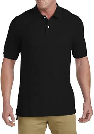 Harbor Bay by DXL Men's Big and Tall Pocket Piqué Polo Shirt Black 4XLT