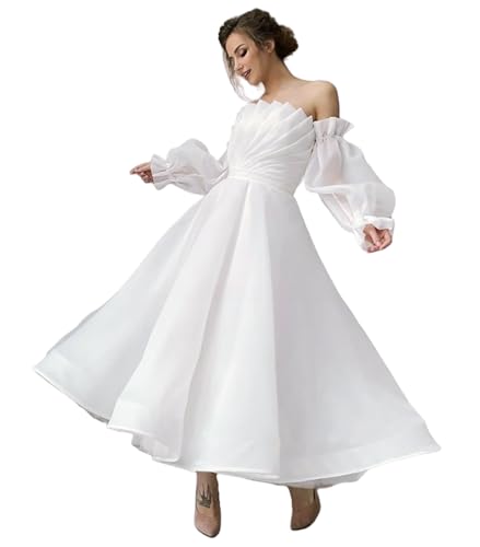 Elegant Short Wedding Dresses for Bride 2025 Engagement Ruffle Bridal Shower Dress for Wedding