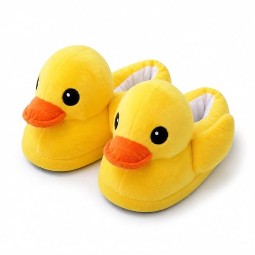 acdiac Funny Cozy Duck Slippers for men women Winter Warm Fuzzy Soft Non-slip Yellow Duck Shoes Adult For Home Indoor Theme party (5-8Women/4-7Men-Shoes)