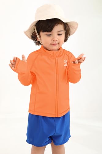 Image of BesserBay Baby Toddler Kids Rashguard Top UPF 50+ Long Sleeve Swim Shirt Zip Up Thumb Holes UV Jacket 12 Months-6 Years