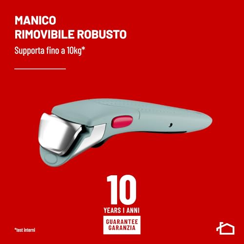 Lagostina Ingenio Pastel, Set di Padelle Antiaderenti 4 Pezzi con Manico Rimovibile, Compatibili con Induzione e Forno, Design Salvaspazio, Colore Salvia - Immagine 4
