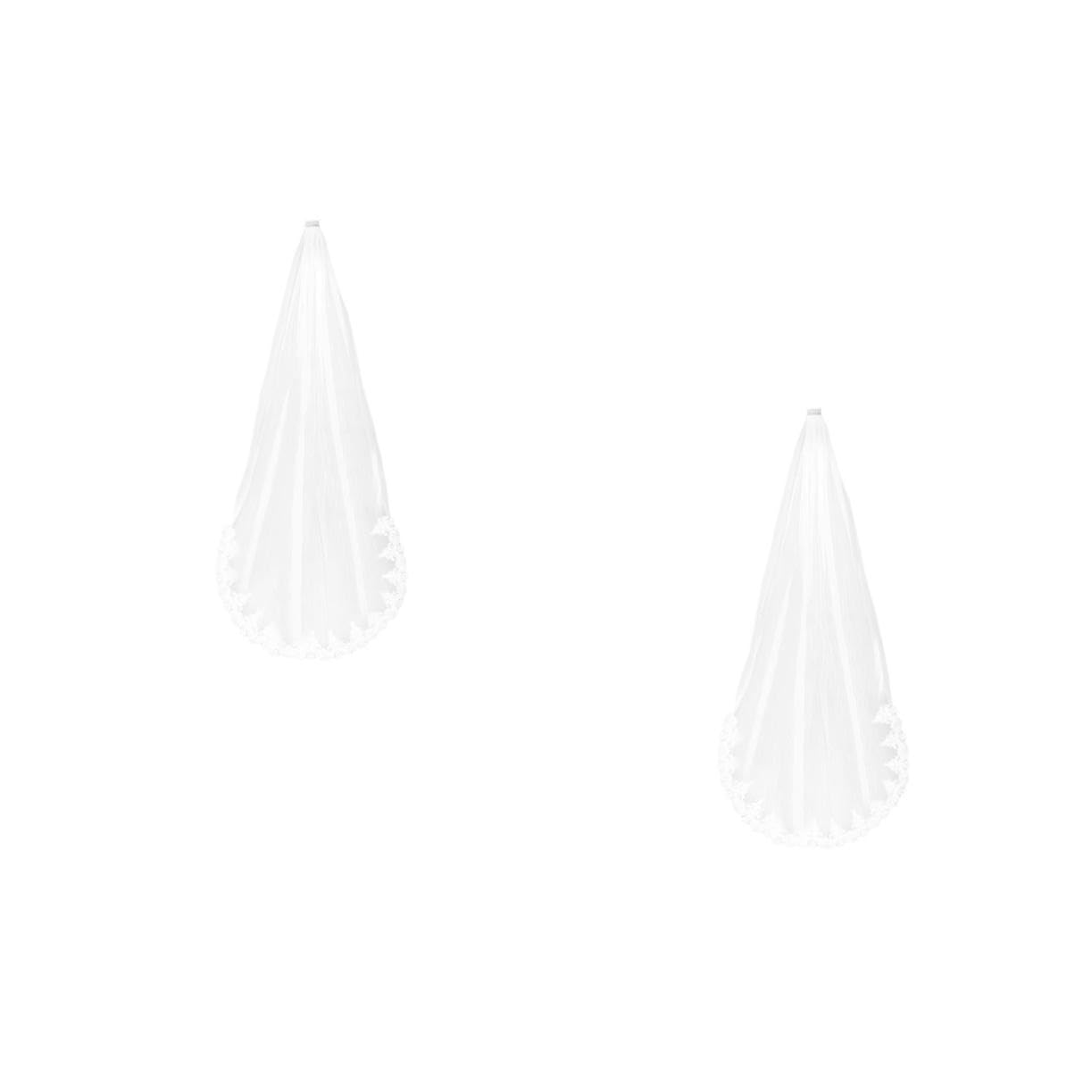 minkissy 2 Stck. Hochzeitsbrautschleier Schicht mit Spitzenrand Eleganter Schleier Hochwertigem Material Leicht Komfortabel Perfektes Accessoire für Hochzeiten Zeremonien
