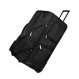 AsrMyjcx Bolsa de Lona 32 Pulgadas con Bolsillos de Almacenamiento con Regalos con Manejo de Equipaje Mochila Rodante de Viaje para Mudarse de La Casa Reubicad, Negro, unico