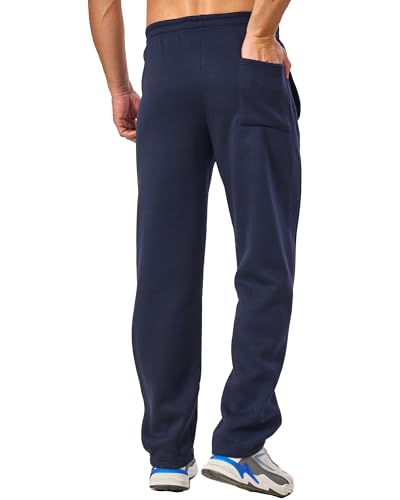 3 Pack Mens Fleece Athletic Loose Baggy Sweatpants Drawstring Workout Active Open Bottom Sweat Pants Big and Tall2