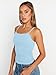 Trendy Queen Womens Tank Summer Tops Spring 2026 Camisole Square Neck Teen Y2k Cute Spaghetti Crop Going Out Girls Sleeveless Fashion Shirts Clothes Outfits Basic Workout Gym Casual Baby Blue XL