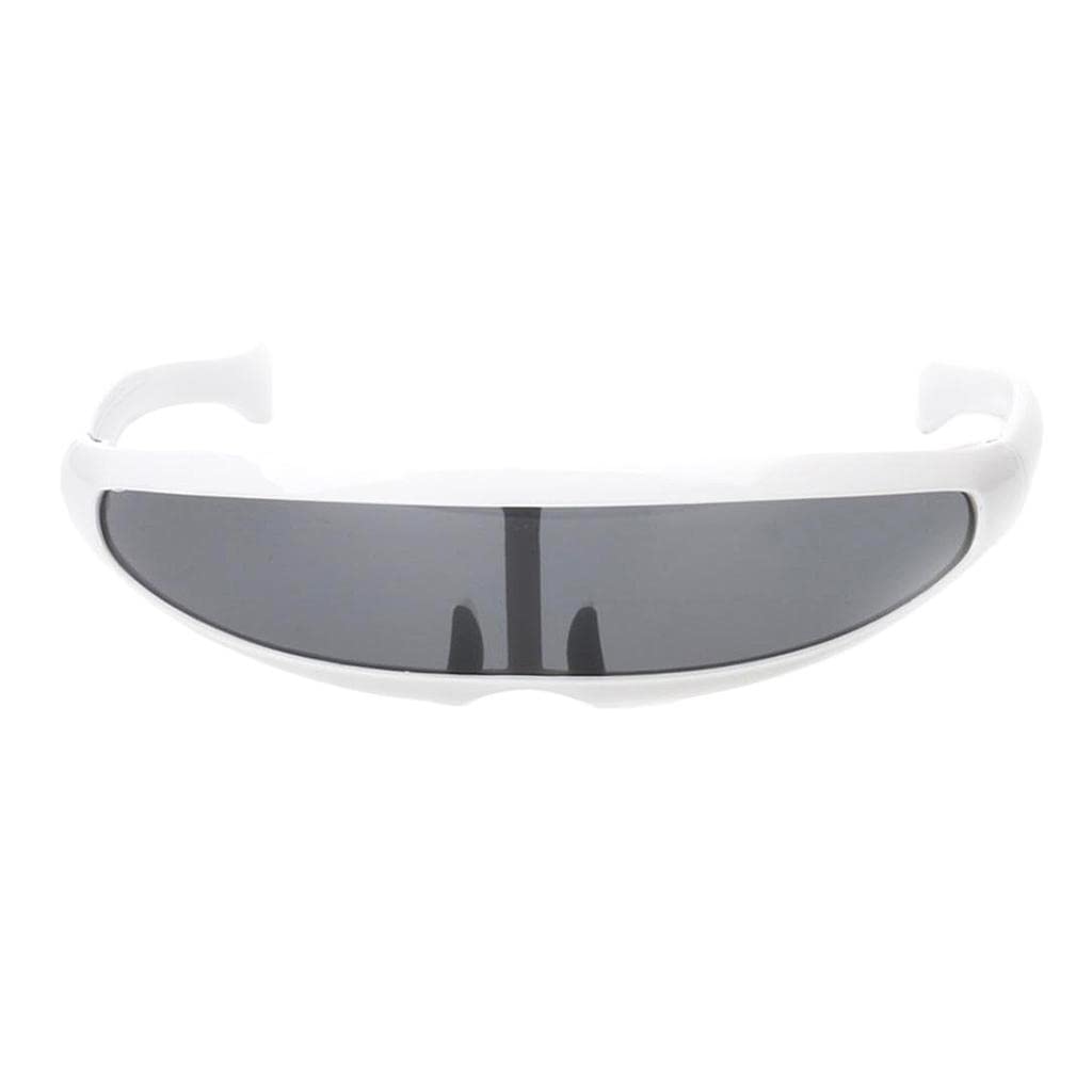 calandis CALANDIS® Futuristic Narrow Cyclops Color Mirrored Lens Visor Sunglasses White Frame Black Mirrored-picture-13