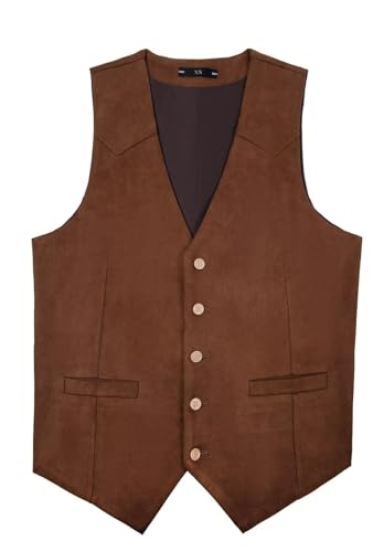 Bakerbear Retro Men's Cowboy Vest Western Suede Leather Dress Suit Vests Waistcoat for Wedding3