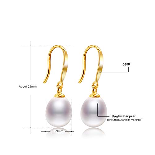 Pendientes de oro de 18 quilates y perlas de agua dulce esféricas 2