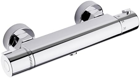 MORADO Duscharmatur Mit Thermostat, Mischbatterie Dusche Thermostat, Armatur Dusche, Brausestange mit Verbrühungsschutzventil, Chrom, Messing