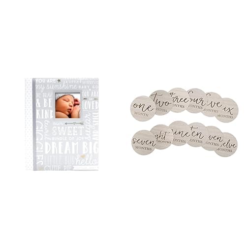Lil Peach & Little Pear Baby Milestone Essentials Bundle - Memory Book & Wooden Milestone Photo Cards