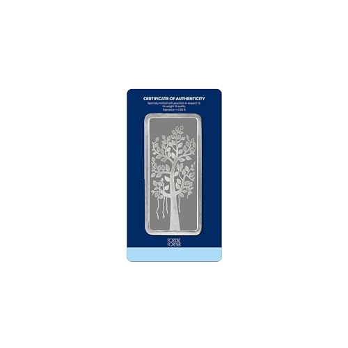 FORTUNE FOREVER Pure Silver BIS Hallmarked Bar/Lagdi with Tree Impression Perfect for Gifting Investment (999 Purity)