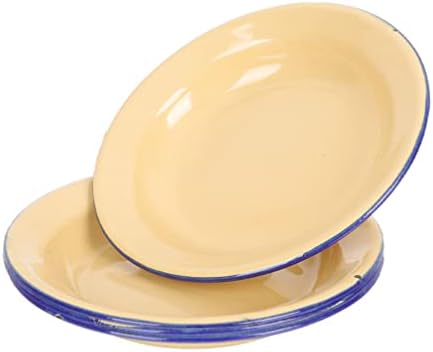 YARNOW 4 Pack Enamelware Dinner Plates, 6 Inch Enamel Plates, Retro Round Shallow Plates for Indoor Outdoor Kitchen Restaurant BBQ Picnic Camping (Yellow)
