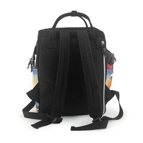 Sac à dos à langer étanche grand format avec motifs cœurs pour l'allaitement
