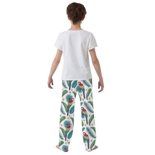 Parrot Feather Boys Long Pants Soft Trousers Elastic Waist Kids Lounge Bottoms with Pockets S-XL3