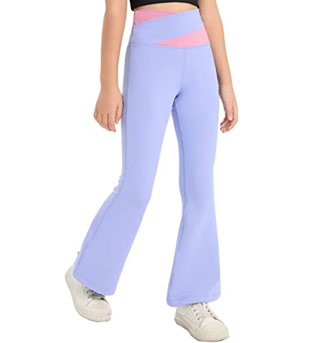 Girls Leggings Bootcut Pants Cross High Waisted Active Dance Pant Workout Running Easter Egg/Cameo Pink 6-7Year #TOP14