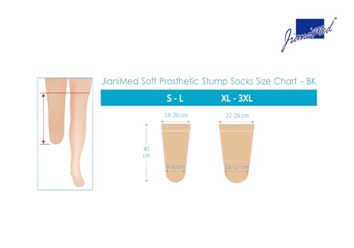 Cotton Prosthetic Stump Socks – BK, 1 PLY, Light Compression, Soft, Thin, Amputee Socks, Taiwan Excellence, 4 PCS S/M/L4