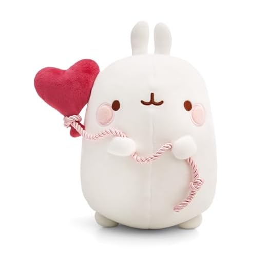 NICI peluche MOLANG avec ballon en forme de cœur 12 cm blanc - Peluche douce, mignonne peluche à câliner, pour jouer, pour enfants et adultes, une excellente idée de cadeau - 61672