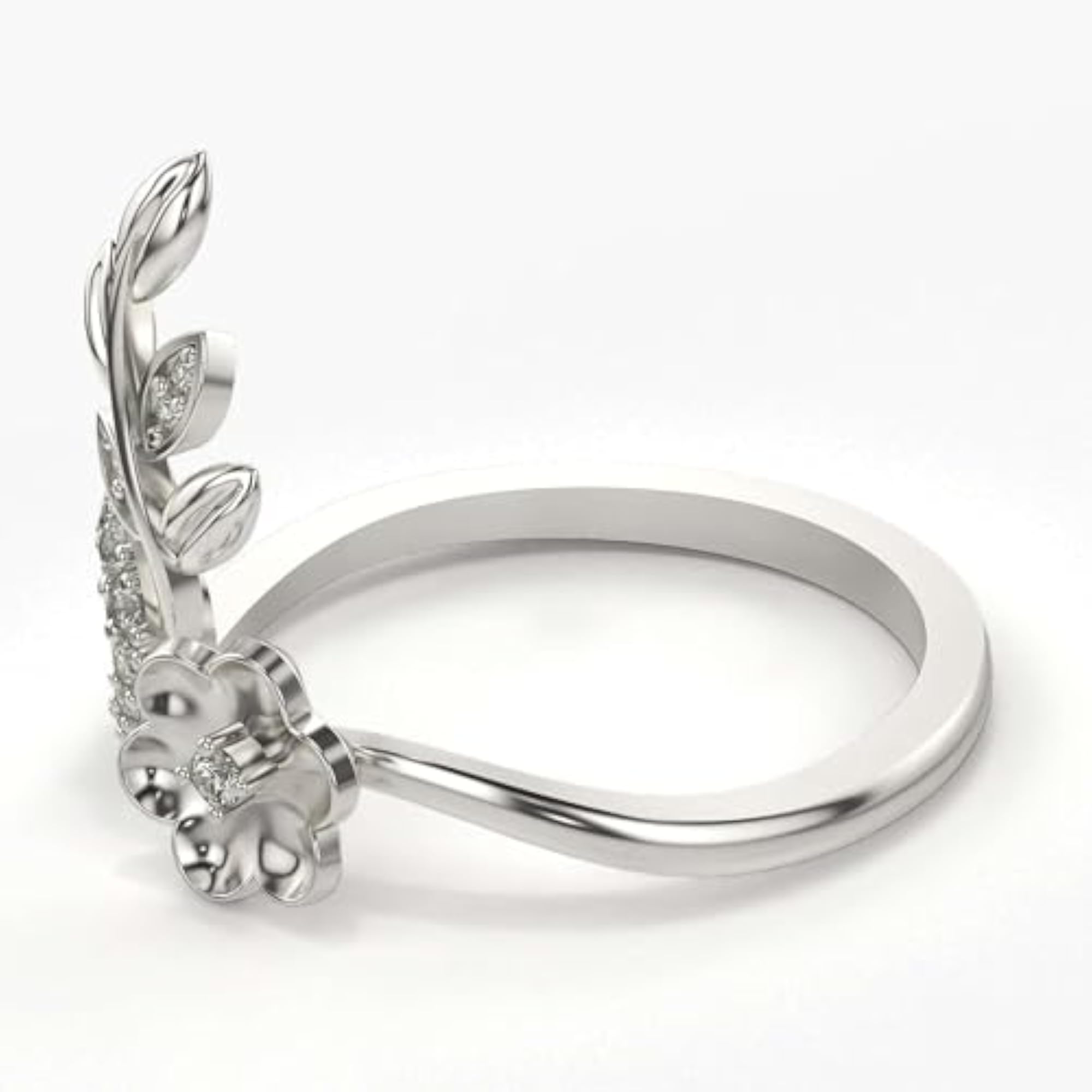Women's Sterling Silver & Lab Grown Diamond 0.09cts Ring, Elegant