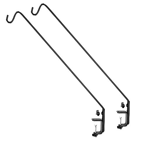AshmanOnline Ashman Heavy Duty Deck Hook (2 Pack) - 37 Inch Double Forged Metal Pole & Clamp, 360 Degree Swivel, Ideal for Bird Feeders, Planters, Suet Baskets, Lanterns, & Wind Chimes