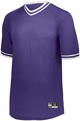 Holloway Sportswear Boys Retro V-Neck Baseball Jersey M Purple/White