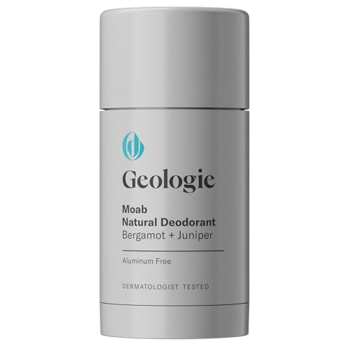 Geologie Moab Natural Deodorant | Bergamot + Juniper Scent for Men & Women | Sensitive Skin Safe | Aluminum-Free, Baking Soda-Free, Dermatologist Tested, Vegan, Sulfate-Free, Paraben-Free | (2.6 oz)