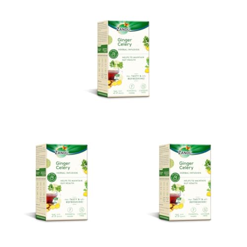 Image of Zandu Ginger Celery Herbal Infusion, a Herbal Tea Enriched with Ayurvedic Ingredients (25 Tea Bags) (Pack of 3)