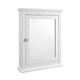 Benjara Wooden Medicine Cabinet with Mirrored Door Storage, White,