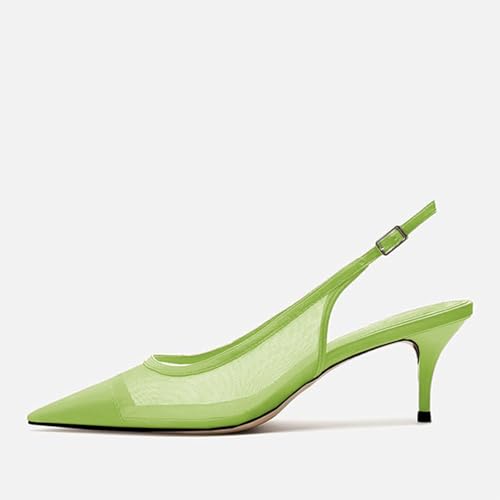 Image of Mesh Kitten Heels for Women Slingback Design with Pointed Toe Breathable and Stylish Elegant Low Heel for Comfort