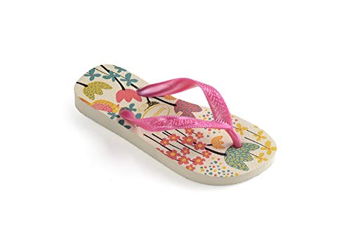 Chinelo Flores, Havaianas, Meninas, Bege Palha/Rosa, 29/30