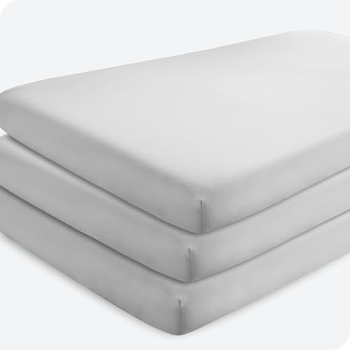Image of Bare Home 3-Pack Fitted Crib Sheet - Premium 1800 Ultra-Soft Microfiber - Breathable - Baby Sheet - for Boys & Girls - Fits Standard Crib and Toddler Mattresses (Cloud Grey)