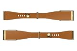 WHOOP MG LeatherLuxe Band – Genuine Italian Leather Accessory for Health, Fitness, & Wellness Wearable – ECG Compatible – Not Compatible with Gen 4 – Tapered Chestnut/Gold with Titanium, Size S