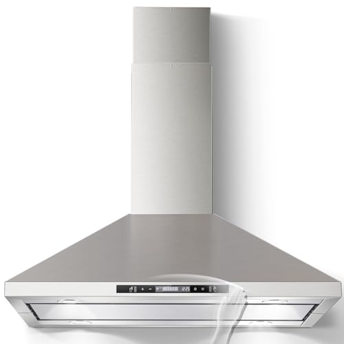 Comparison: Best Range Hood For Vaulted Ceiling 3 Tieasy Island Range Hood 36 inch 700 CFM Ceiling Mount Kitchen Hood Vent with Gesture Sensing &Touch Control,Ducted/Ductless Convertible,3 Speeds Fan,4 LED Lights,Stainless Steel,Aluminum Filters