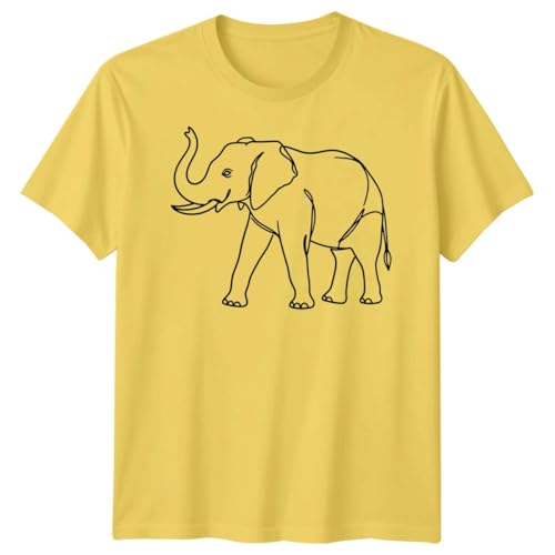 Elephant Line Art Animals Unisex T-Shirt Womens Tee Mens Graphic Tee Wildlife Safari Theme Apparel Unisex L Sunflower