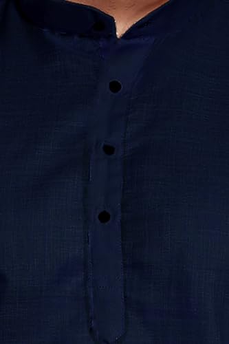 Image of DIVISIVE Men's Plain Cotton Blend Linen Slim Fit Kurta Pyjama Set