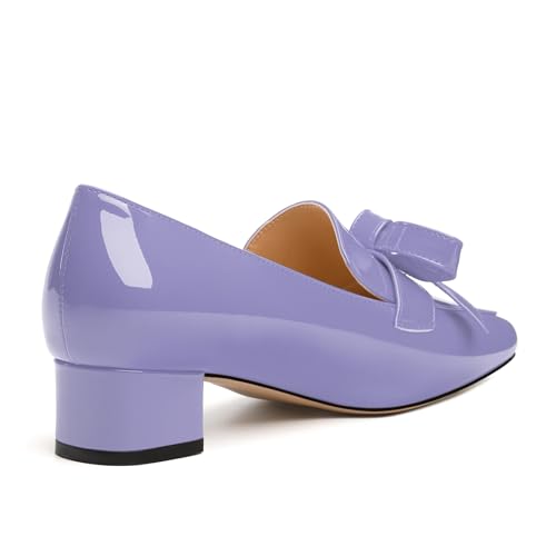 Image of Womens Loafer with Heel, Comfortable Chunky Heels for Women, Loafers Shoes with Bowknot Womens Bunion Dress Shoes