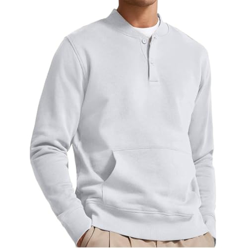 Men's Long Sleeves Sweatshirt with Pocket Lightweight Fashion Solid Color Plus Size Henley Shirts Pullover Tops2