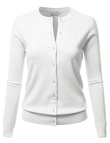 Image of LALABEE Women's Crew Neck Gem Button Long Sleeve Soft Knit Cardigan Sweater