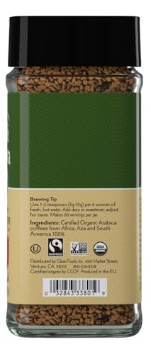 Cafe Altura Freeze Dried Instant Organic Coffee, 3.53 oz Jar (Pack Of 2)