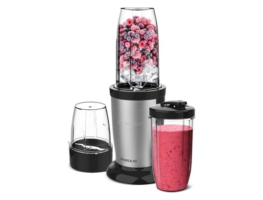 Taurus - Blender Shake & Go 800 W | 2 kubki przenośne 500 ml, rozdrabniacz 150 ml, wymienne ostrza, technologia Pulse | nadaje się do mycia w zmywarce, podstawa antypoślizgowa | system bezpieczeństwa