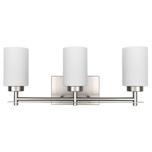 Image of Aipsun Brushed Nickel Bathroom Vanity Light Vintage Bathroom Vanity Lighting Fixtures 3 Lights Industrial Wall Light (Exclude Bulb)