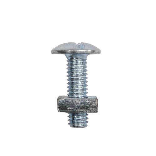 10x M8 x 50mm Roofing Bolts with Square Nuts Cross Slotted Mushroom Head Bright Zinc Plated â€“ Corrosion Resistant Fixings for Roofing, Cladding, Timber & Metalwork Bolt