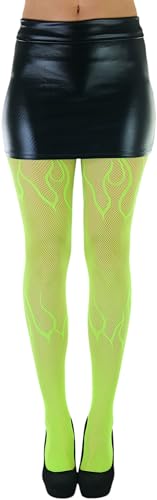 Image of ToBeInStyle Women's Flame Burning Fire Tights w /Devil-Inspired Print Hosiery