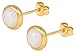 Produktbild SARAH BOSMAN Damen Ohrringe Gold Plate Moonstone - Ohrstecker Runde Platte Silber vergoldet eingefasster Weißer Edelstein - SAB-E26WHIMOOg