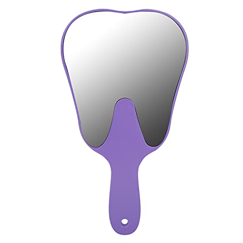 Dental Mirror, Tooth Shaped Mirrors Cute Design Handle Hand Mirror Portable Dental Accessory for Women Men & Kids(Purple)