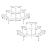 NIUBEE 3 Tier Acrylic Display Stand, Retail Step Shelf for Amiibo Funko Pop Figure Collections and Dessert (2 Sets, Semicircle)