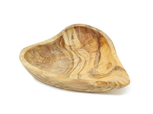 Benera Bol en bois d'olivier en forme de cœur comme étagère pour collation ou décoration 14 x 12 x 3 cm Cover