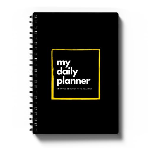 Amazon Brand - Eono Daily Planner Undated, Schedule Your Day, Manage to-do List, Goals Tracker, Wellness Tracker - 3 Month Planner (Black)