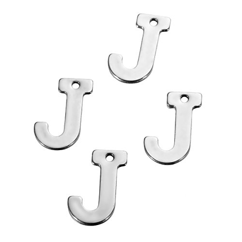 VALYRIA 30pcs Silver Stainless Steel Alphabet J Charm Pendants Letter Beads DIY Jewelry Findings