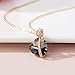 Austrian Crystal Heart Rose Flower Pendant Necklaces for Women Fashion 14K Gold Plated Dainty Necklace Hypoallergenic Jewelry (Black)
